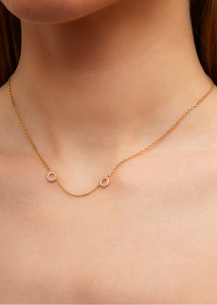 COLLIER SOURIRE DONUTS DIAMANTS OR JAUNE