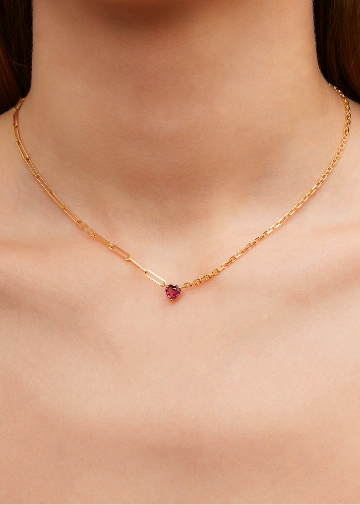 COLLIER SOLITAIRE COEUR GM OR JAUNE
