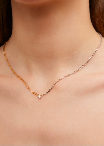 COLLIER SOLITAIRE DIAMANT ROND GM 2 ORS