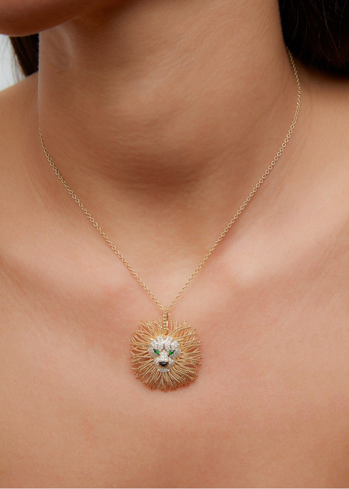 PENDENTIF BROCHE LION D’OR OR JAUNE