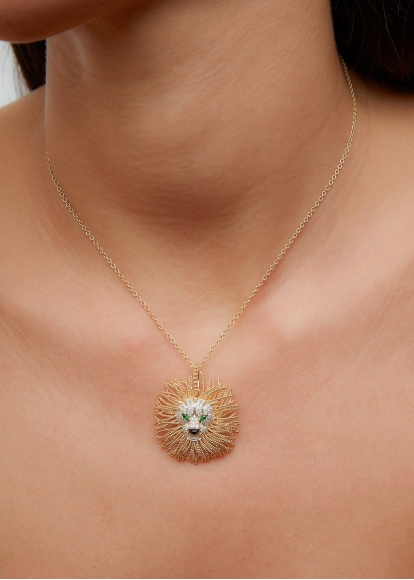 PENDENTIF BROCHE LION D’OR OR JAUNE