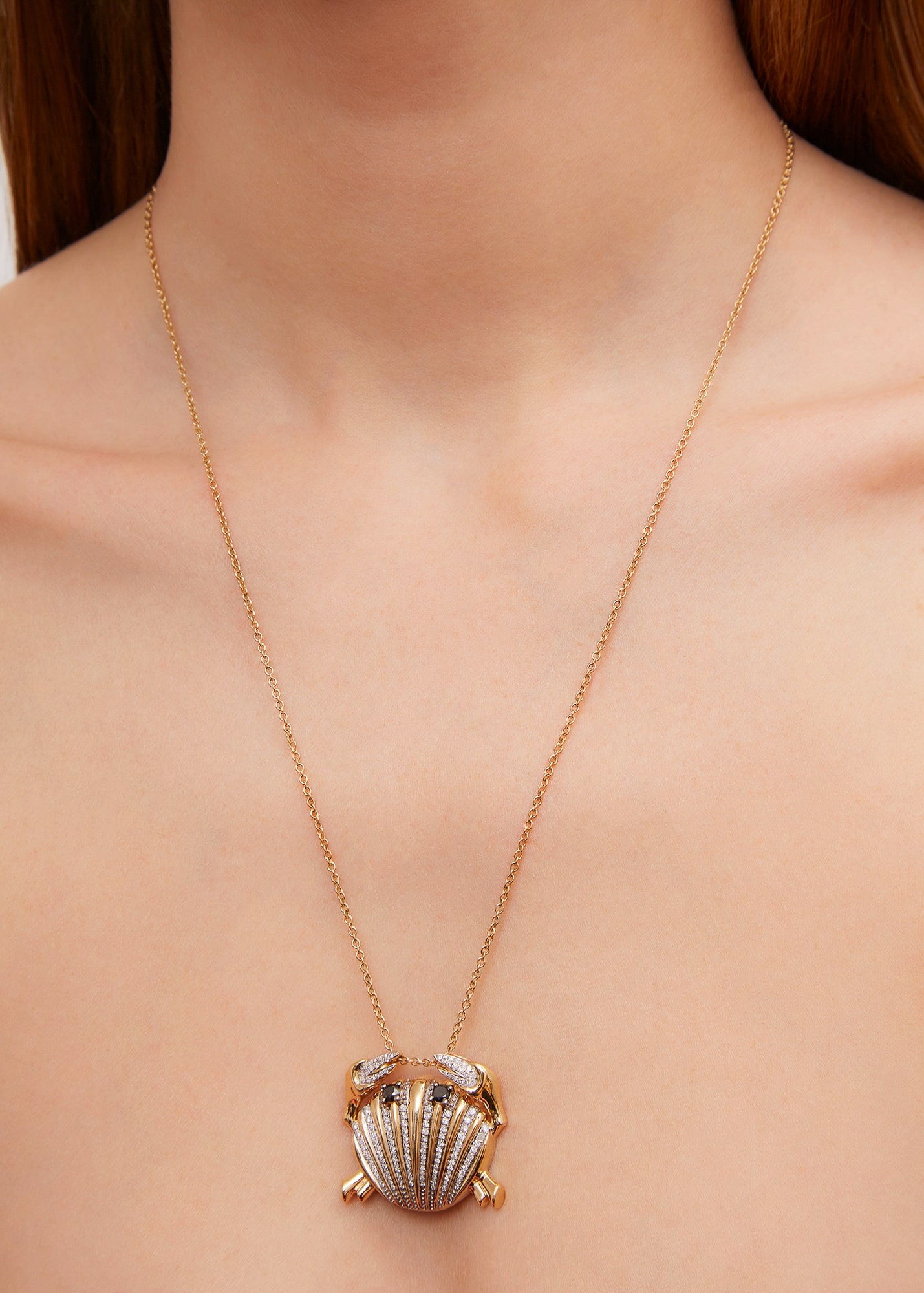 PENDENTIF CRABE COQUILLAGE GOLD OR JAUNE