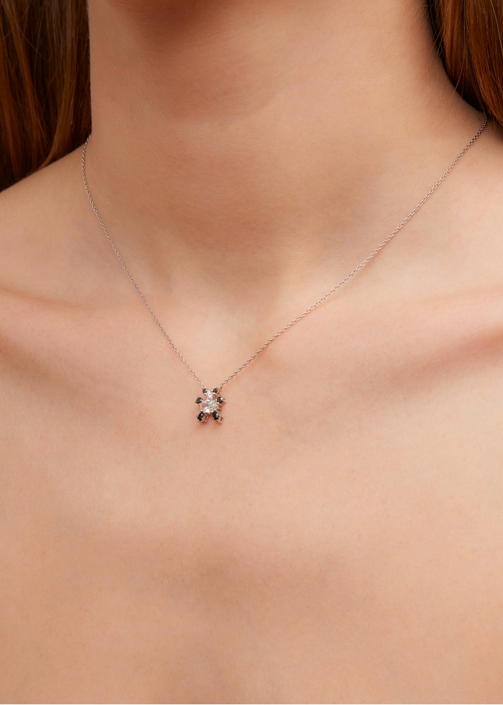 PENDENTIF PANDA DIAMANTS OR BLANC