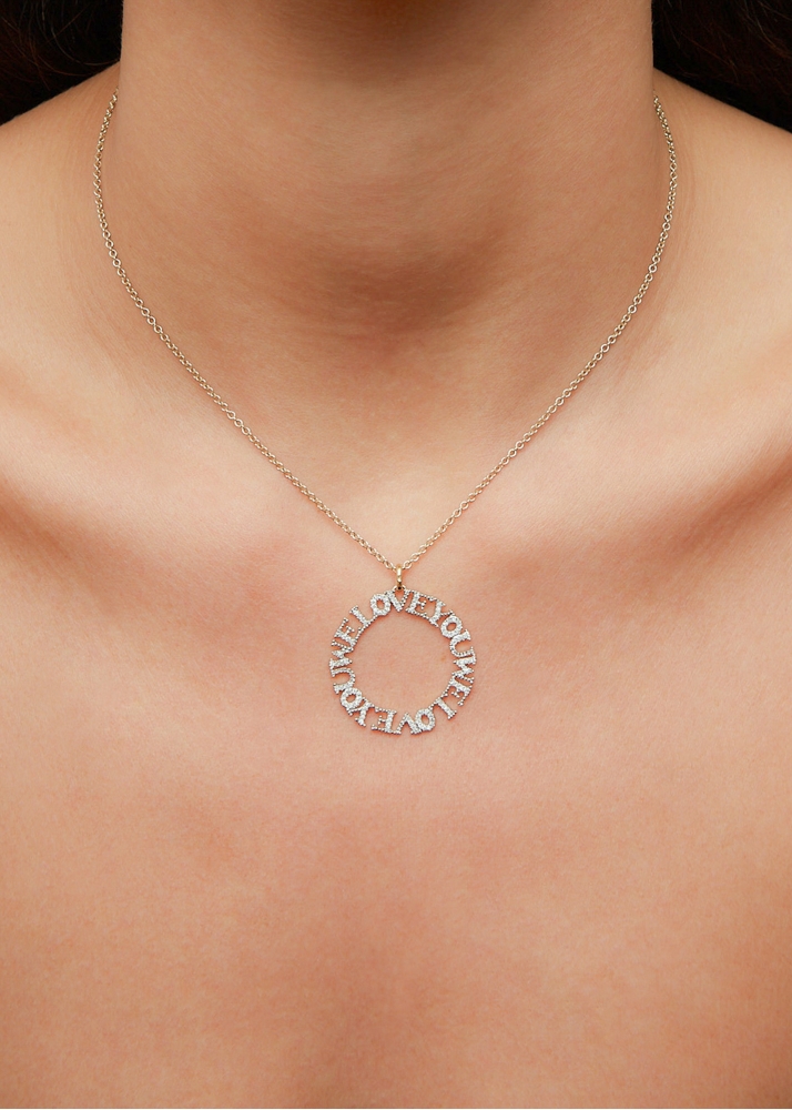 PENDENTIF WE LOVE YOU DIAMANTS OR JAUNE