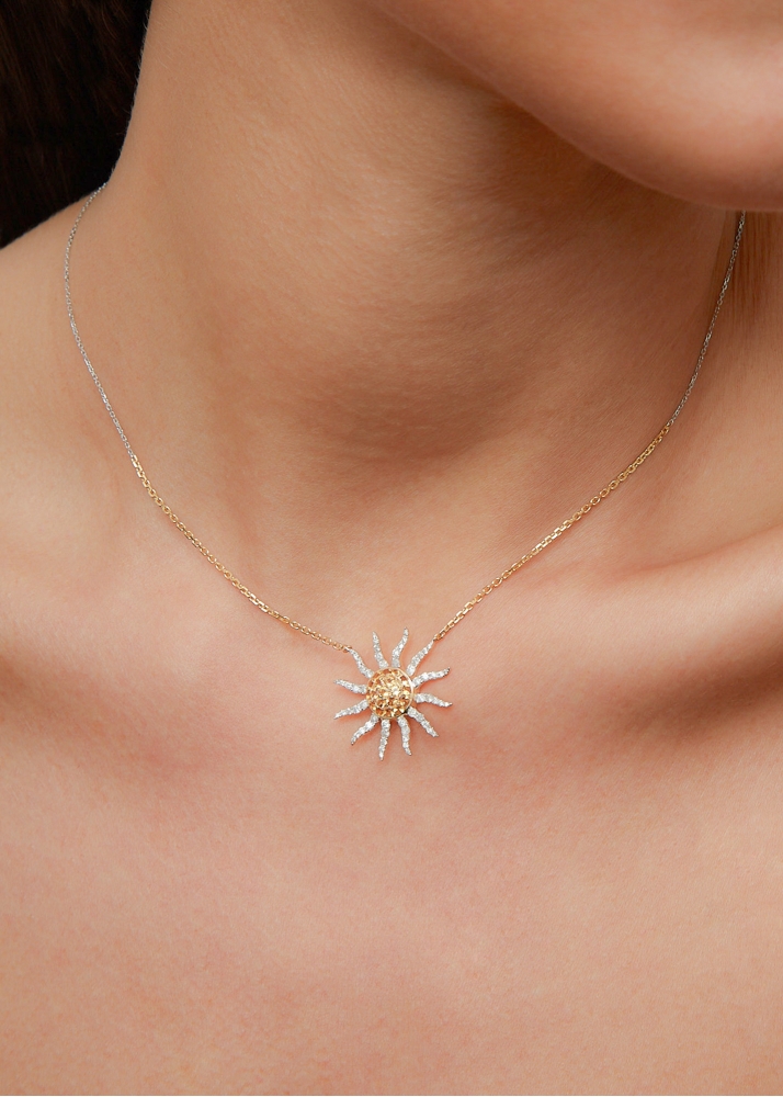 COLLIER SOLEIL DIAMANTS CITRINES 2 ORS
