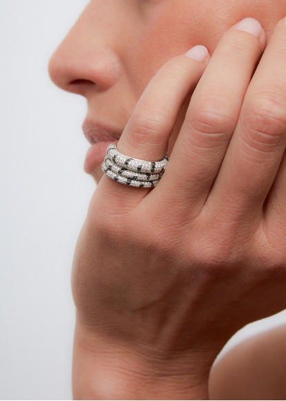 ALLIANCE ZÈBRE DIAMANTS OR BLANC