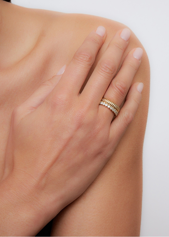 BAGUE BOUÉE BERLINGOT DIAMANTS OR JAUNE