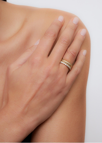 BAGUE BOUÉE BERLINGOT DIAMANTS OR JAUNE