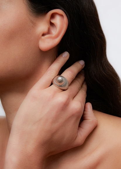 BAGUE CANNELEE GM OR BLANC