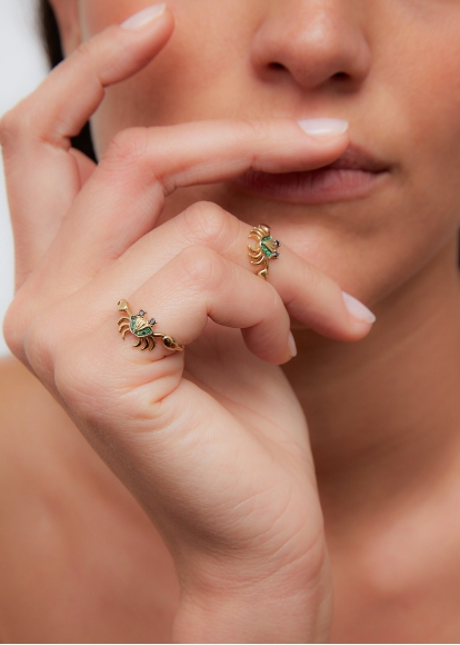 BAGUE MINI CRABE TSAVORITES OR JAUNE