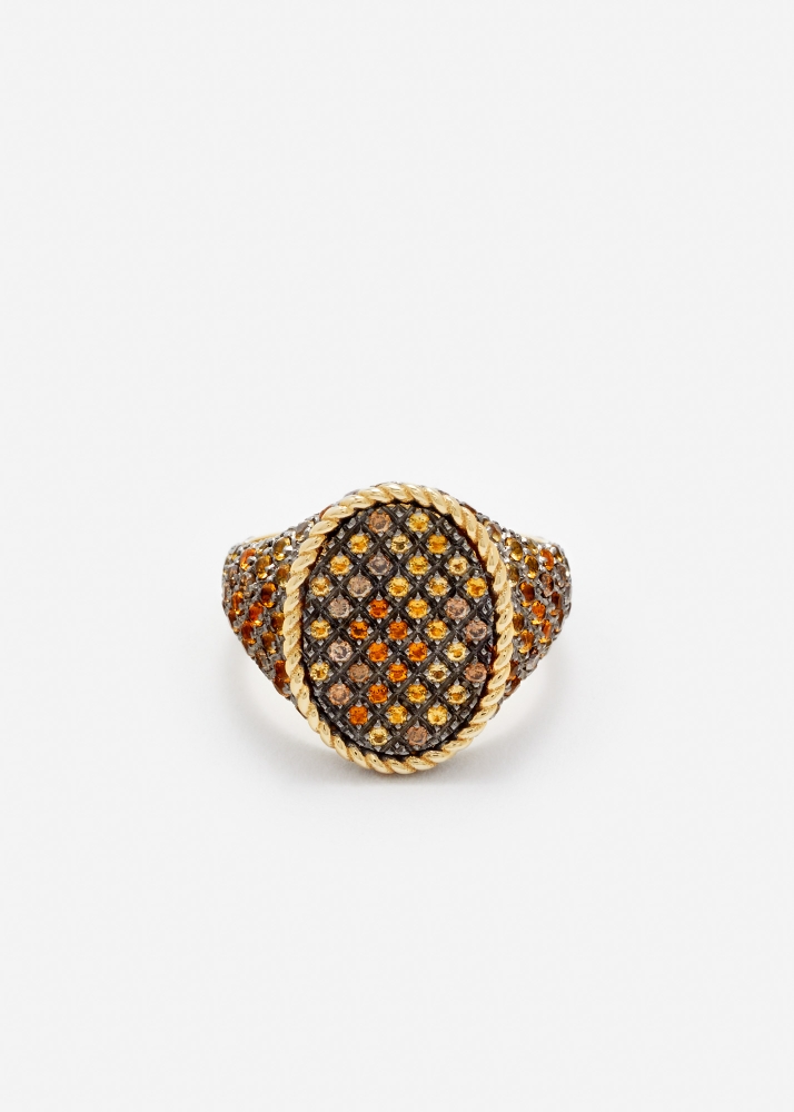CHEVALIÈRE OVALE PYTHON OR JAUNE