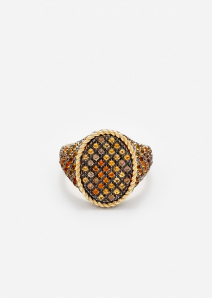 CHEVALIÈRE OVALE PYTHON OR JAUNE