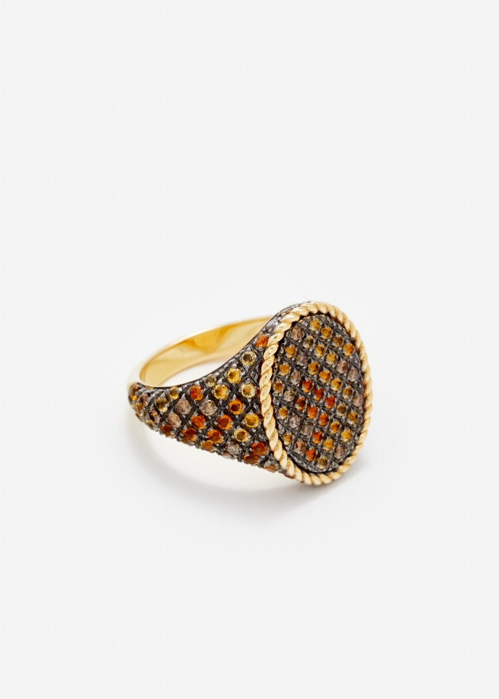 CHEVALIÈRE OVALE PYTHON OR JAUNE