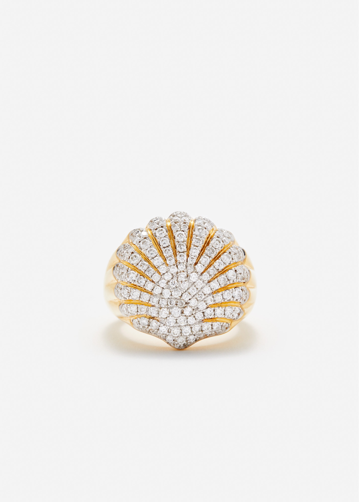 CHEVALIÈRE COQUILLAGE FULL DIAMANTS OR JAUNE