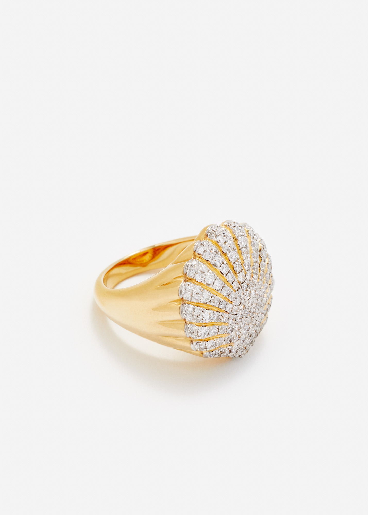 CHEVALIÈRE COQUILLAGE FULL DIAMANTS OR JAUNE
