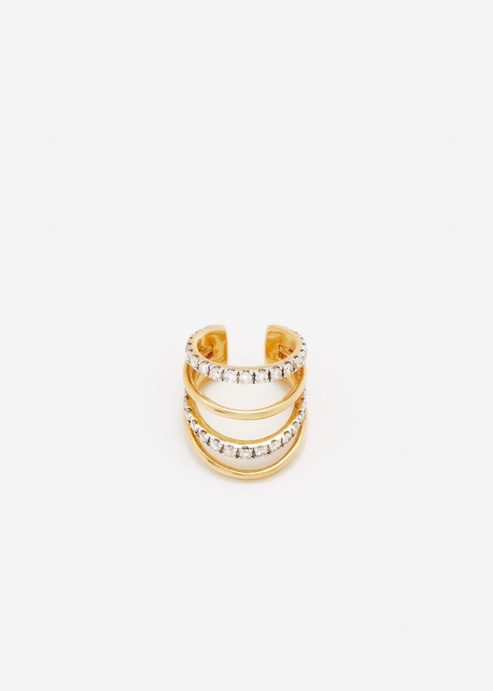 CLIP D'OREILLE 4 FILS DIAMANTS OR JAUNE