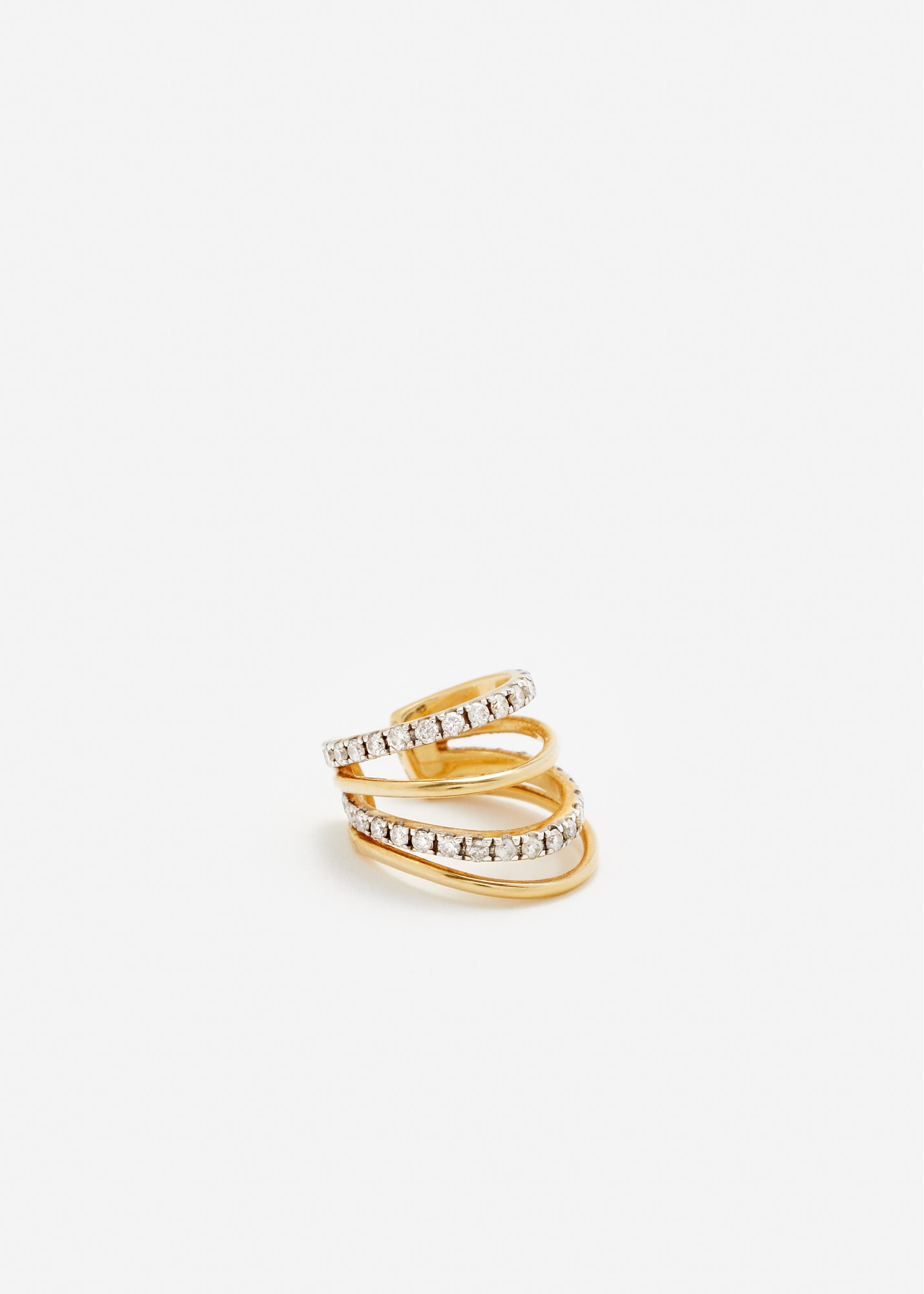 CLIP D'OREILLE 4 FILS DIAMANTS OR JAUNE
