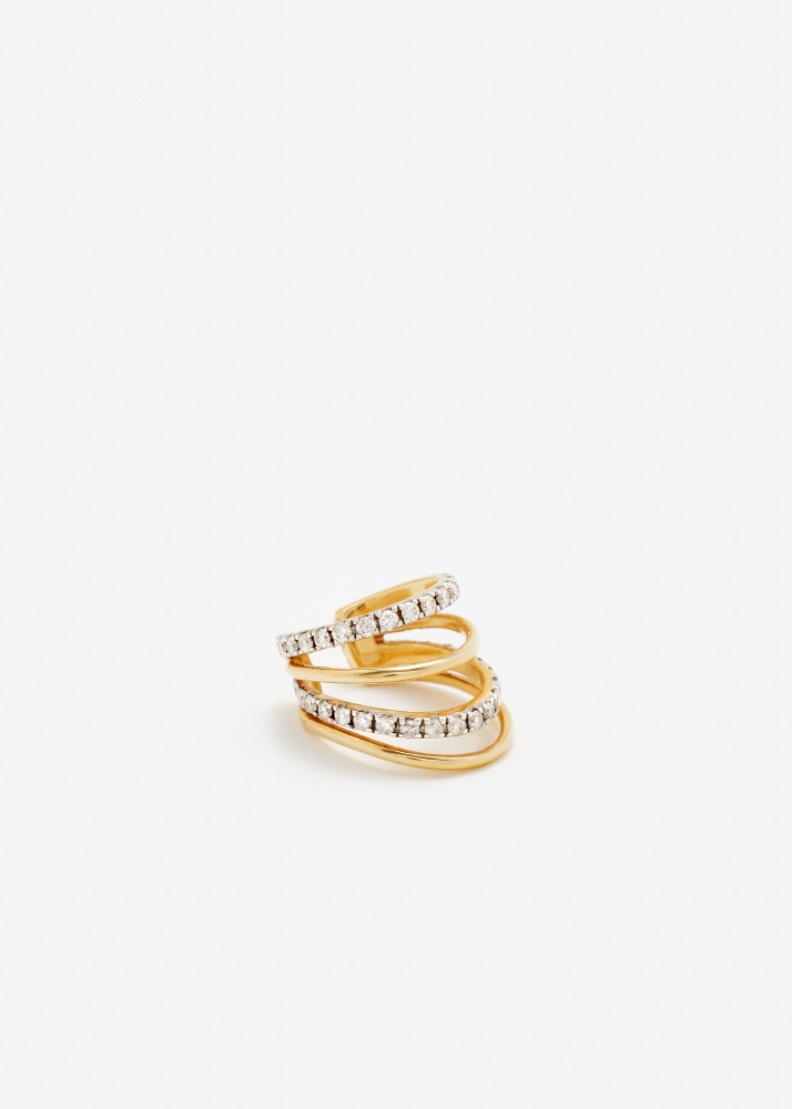 CLIP D'OREILLE 4 FILS DIAMANTS OR JAUNE