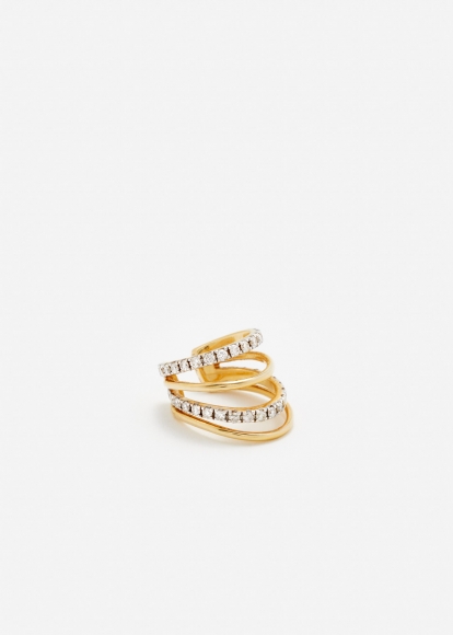 CLIP D'OREILLE 4 FILS DIAMANTS OR JAUNE
