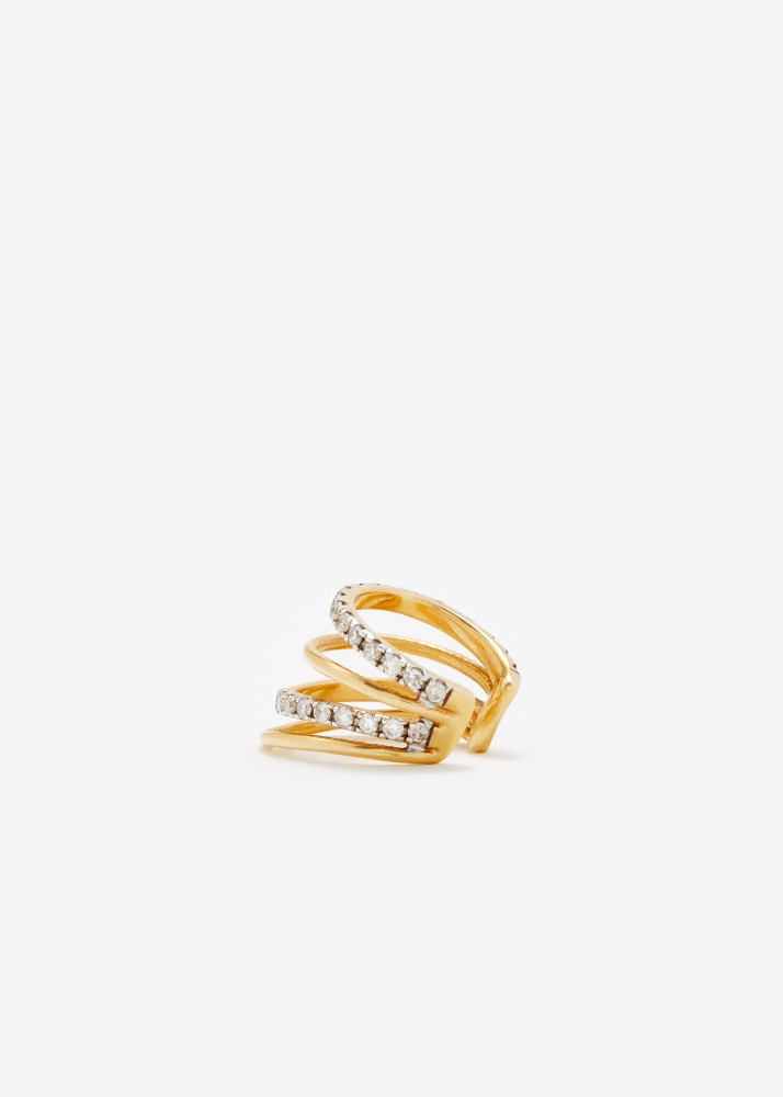 CLIP D'OREILLE 4 FILS DIAMANTS OR JAUNE