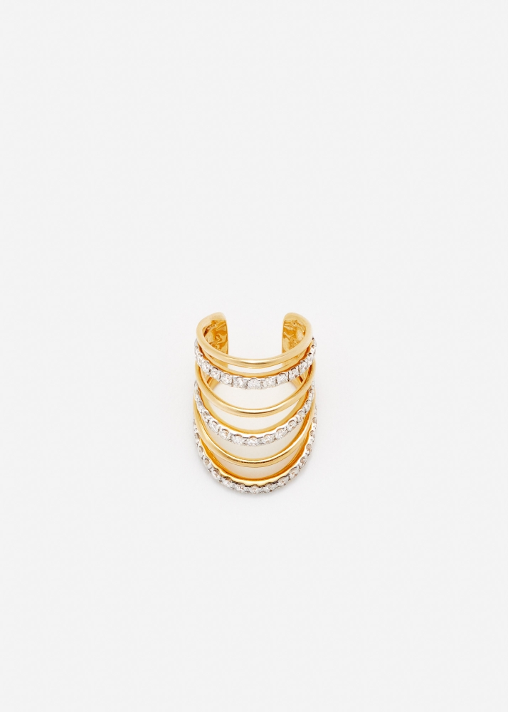 CLIP D'OREILLE 6 FILS DIAMANTS OR JAUNE