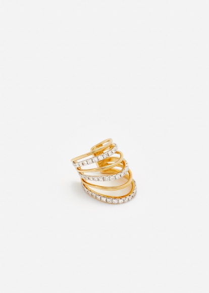 CLIP D'OREILLE 6 FILS DIAMANTS OR JAUNE