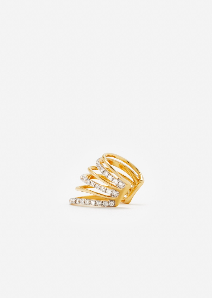 CLIP D'OREILLE 6 FILS DIAMANTS OR JAUNE