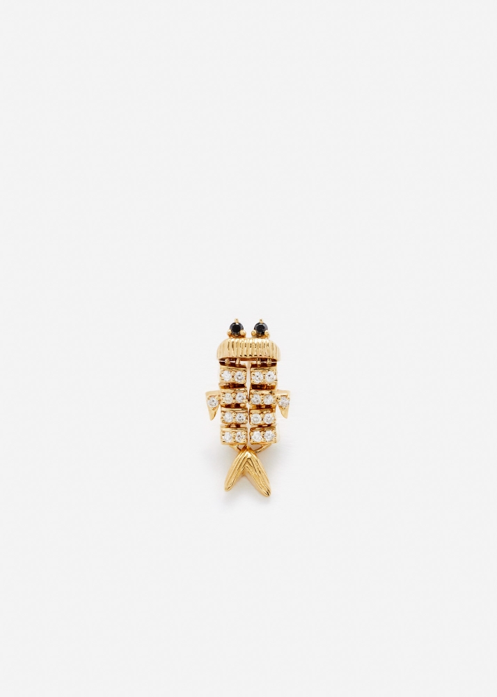 BOUCLE D'OREILLE SUPERFISH DIAMANTS OR JAUNE