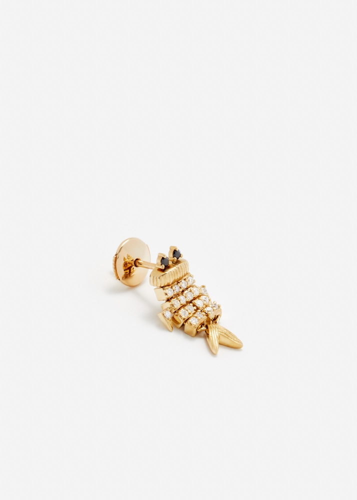 BOUCLE D'OREILLE SUPERFISH DIAMANTS OR JAUNE