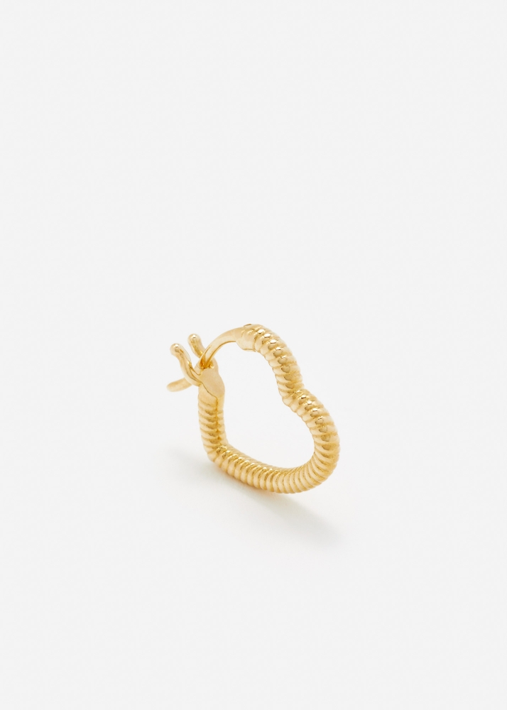 MINI CRÉOLE COEUR RAYURES OR JAUNE