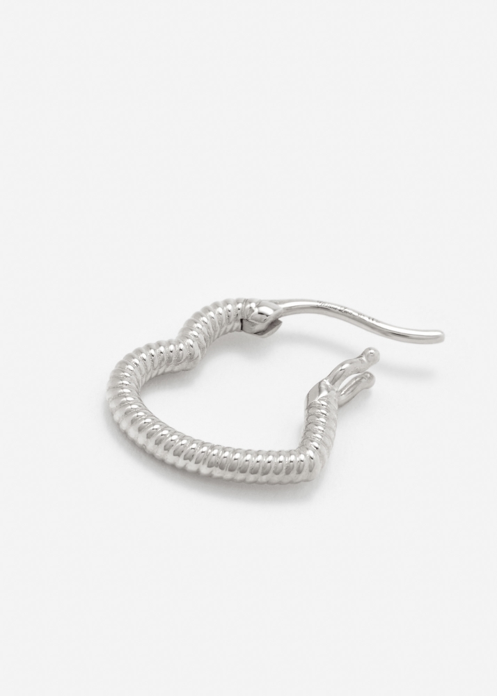 MINI CRÉOLE COEUR RAYURES OR BLANC
