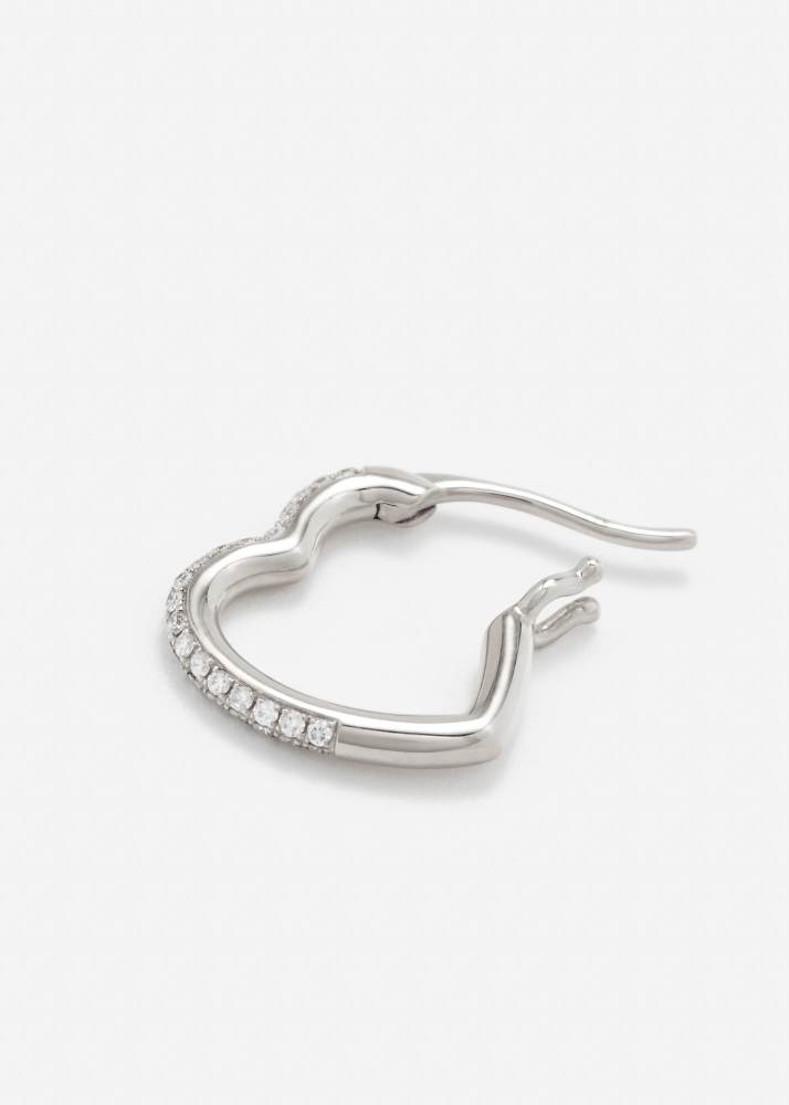 MINI CRÉOLE COEUR DIAMANTS OR BLANC