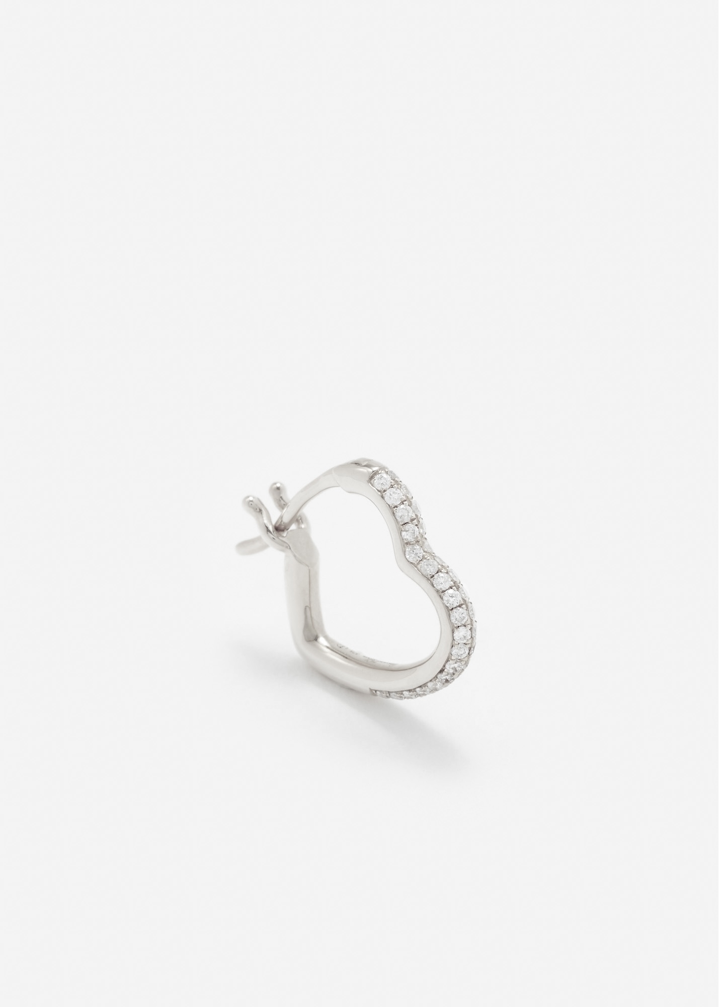 MINI CRÉOLE COEUR DIAMANTS OR BLANC