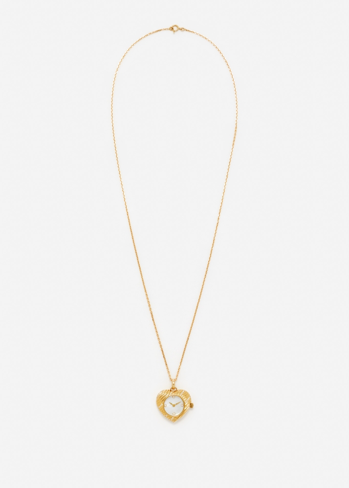 PENDENTIF L'HORLOGE COEUR OR JAUNE