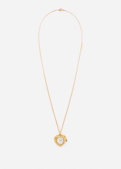 PENDENTIF L'HORLOGE COEUR OR JAUNE