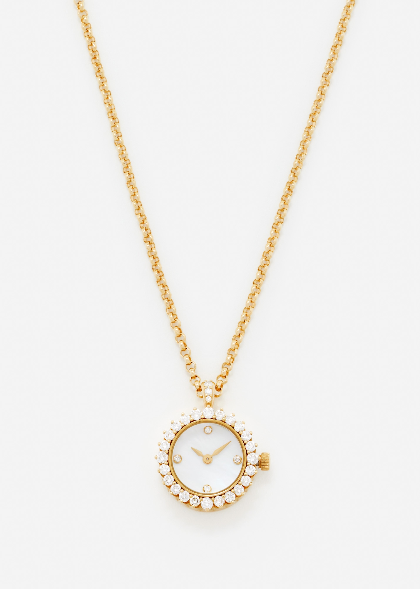 PENDENTIF L'HORLOGE DIAMANTS OR JAUNE