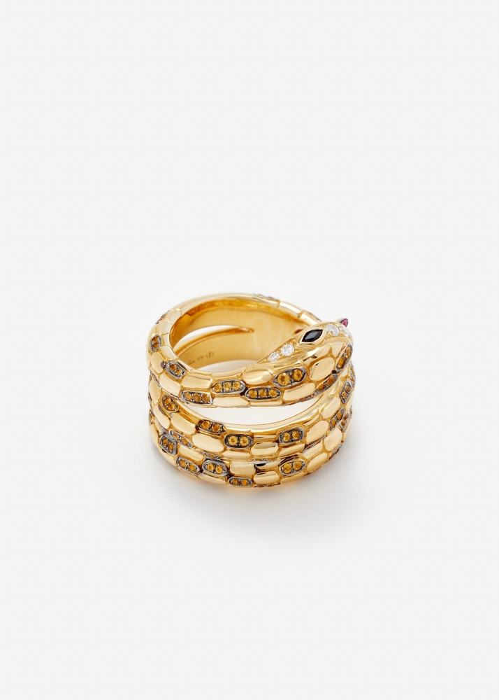 BAGUE DOUBLE PYTHON OR JAUNE