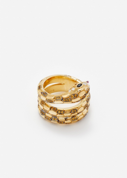 BAGUE DOUBLE PYTHON OR JAUNE