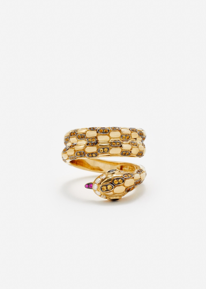 BAGUE DOUBLE PYTHON OR JAUNE