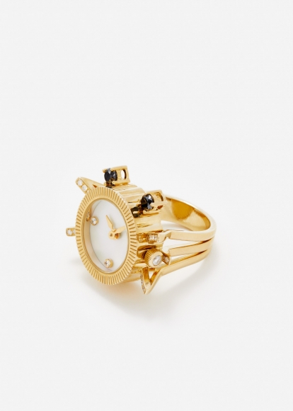BAGUE MONTRE L'HORLOGE CRABE OR JAUNE