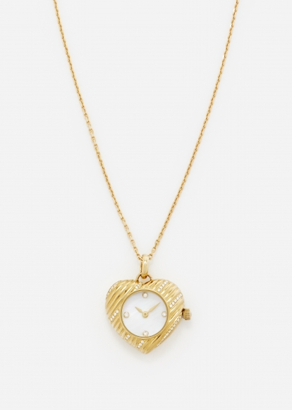 PENDENTIF L'HORLOGE COEUR OR JAUNE