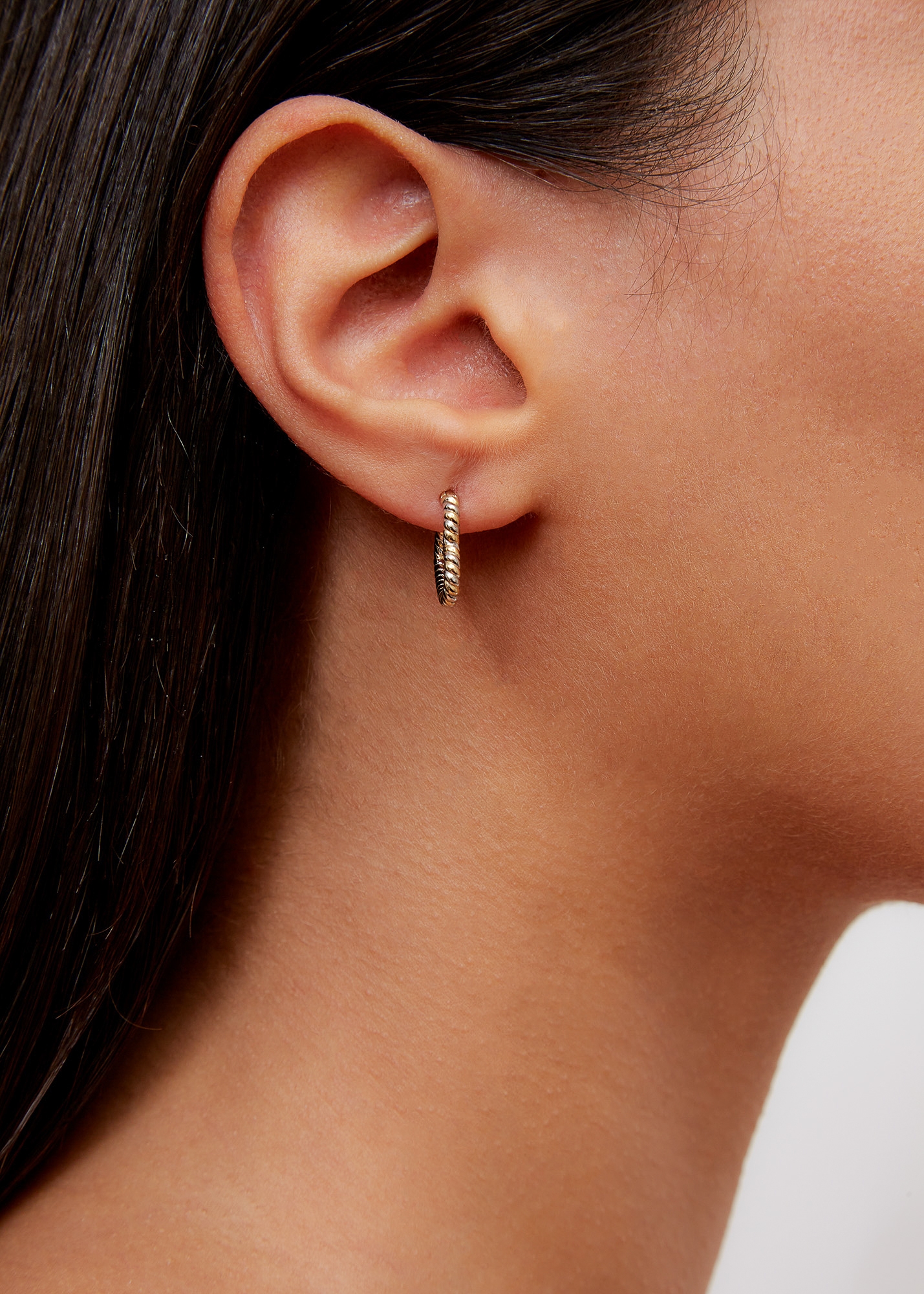 Mini Earring Coeur Torsade - Yellow and white gold - Yvonne Léon
