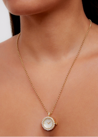 PENDENTIF L'HORLOGE DIAMANTS OR JAUNE