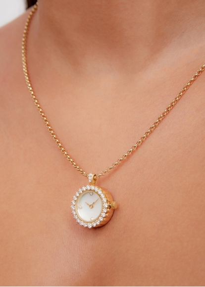 PENDENTIF L'HORLOGE DIAMANTS OR JAUNE