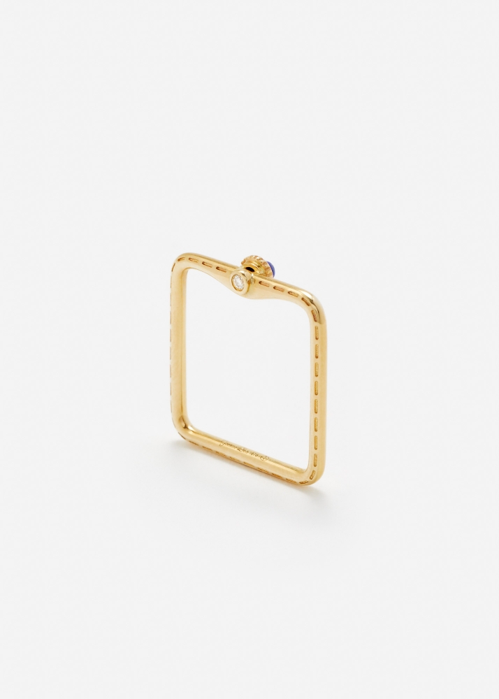 MINI BAGUE GOUSSET GOLD LAPIS LAZULI OR JAUNE
