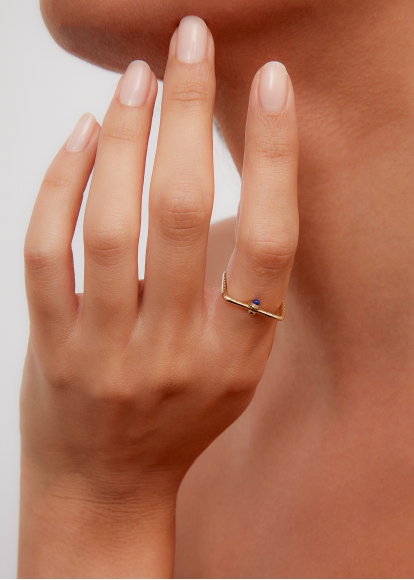 MINI BAGUE GOUSSET GOLD LAPIS LAZULI OR JAUNE