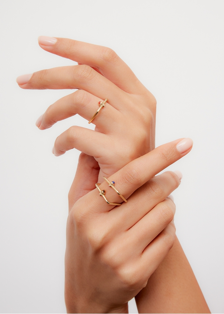 MINI BAGUE GOUSSET GOLD LAPIS LAZULI OR JAUNE