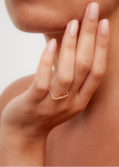 MINI BAGUE GOUSSET GOLD CORAIL OR JAUNE