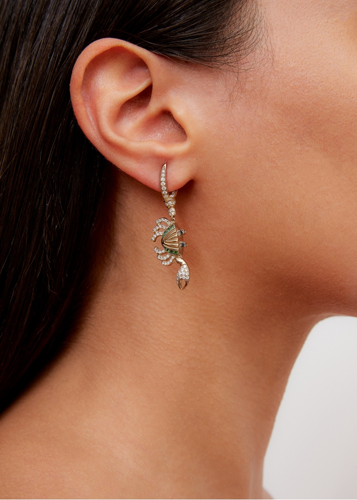 BOUCLE D'OREILLE CRABE TSAVORITES OR JAUNE