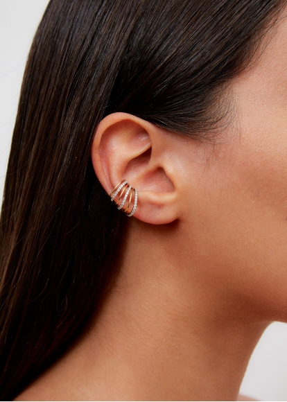 CLIP D'OREILLE 6 FILS DIAMANTS OR JAUNE